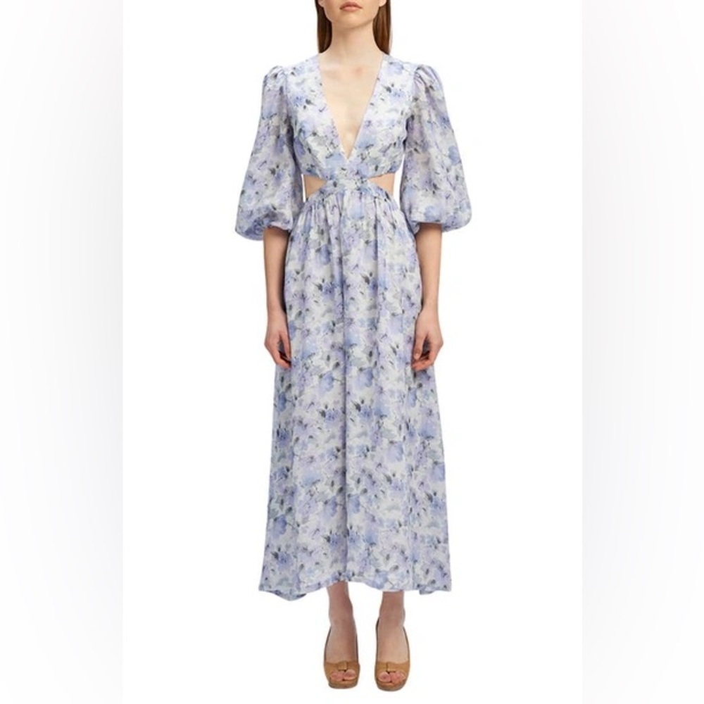Lilac Bardot Alston Floral Cutout Plunge Neck Maxi Dress Size US 8
